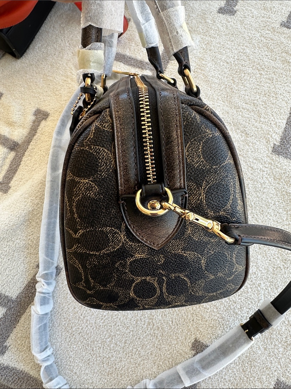 Coach Brown Logo Barrel Satchel with Gold Hardware - Picture 2 of 9